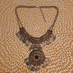 Intricate Gold and Black Filigree Necklace